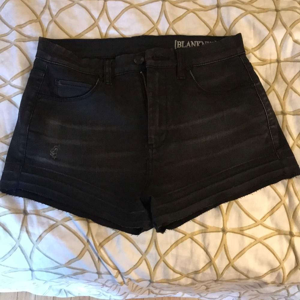 Black stretch jean shorts